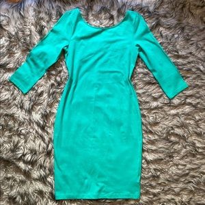 Long sleeve green mini dress